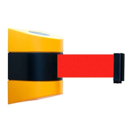 Lawrence Metal Prod. Tensabarrier Magnetic Retractable Belt Barrier, Yellow Case W/15' Red Belt 897-15-M-35-R5-D